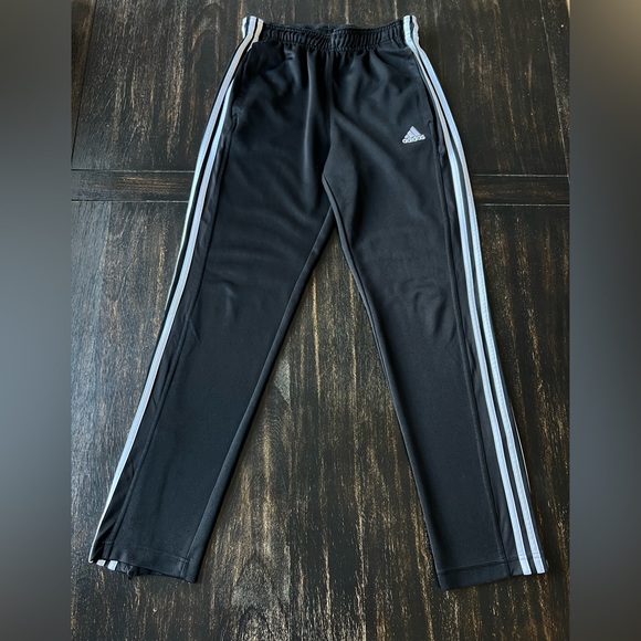 Adidas Black Track Pants with 3 stripes.Size Medium - Picture 1 of 6